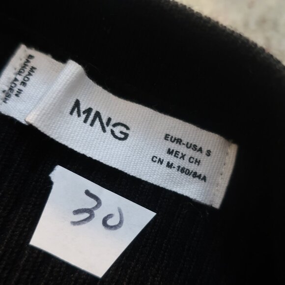 Womens MNG Black Ribbed Knit Crew Striped Cuff Sweater S - Picture 11 of 11